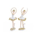 Ballerina resina bianca e oro.Ass.2 MIS.7X7X18CM