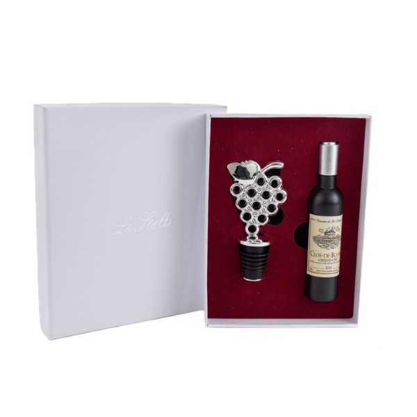 Set aprib e tappo da vino  con scatola.