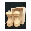 Sale e pepe legno con scatola.H 11,5CM