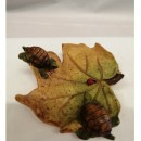 Foglia resina con tartarughe e coccinella.MIS.9X9 CM