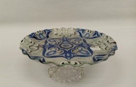 Alzata in vetro decorato.DIAM.23CM H9CM