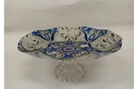 Alzata in vetro decorato.DIAM.28CM.H12CM