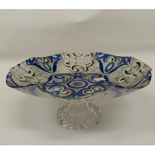 Alzata in vetro decorato.DIAM.28CM.H12CM