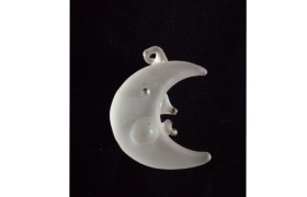 Ciondolo luna vetro satinato.MIS.4X4CM