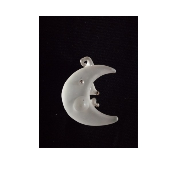Ciondolo luna vetro satinato.MIS.4X4CM