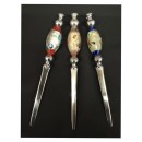 Tagliacarte metallo, manico vetro con murrine,colori assortiti.H 19CM