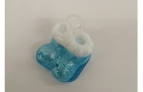 Coppia scarpine in vetro con passante per fiocco.MIS.2,5X2,5 H2,5CM