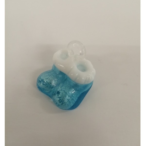 Coppia scarpine in vetro con passante per fiocco.MIS.2,5X2,5 H2,5CM