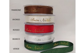 Nastro  raso e lamè con scritta "Buon Natale".MM 16MT10