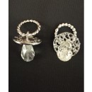 Ciuccio in metallo traforato e vetro.MIS.4X2CM(compreso anello)
