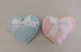 Sacchetto cuore tessuto spugna fiocco gros grein.MIS.11X9 CM