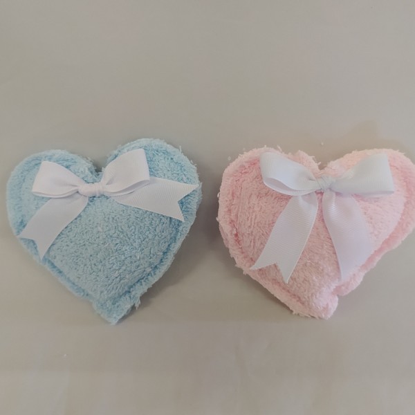 Sacchetto cuore tessuto spugna fiocco gros grein.MIS.11X9 CM