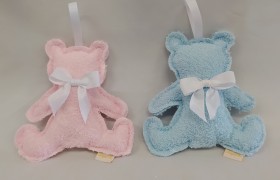 Sacchetto orso tessuto spugna fiocco gros grein.MIS.16X16 CM