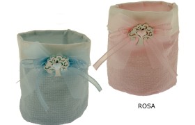 Sacchetto maxi in tessuto con applicazione albero legno.CM 12X14