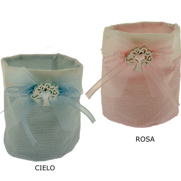 Sacchetto maxi in tessuto con applicazione albero legno.CM 12X14