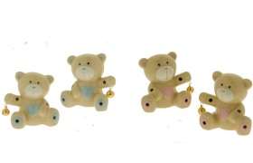 Orso porcellana con campanella e led.ASS.2 H 9CM