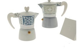 Moka mosaico in alluminio ,scatola compresa.ASS.2 H12CM