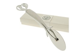 Tagliapizza metallo e bianco con coppia,scatola compresa.CM21