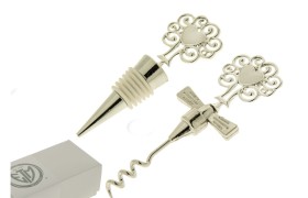Set vino metallo con cuore,scatola compresa CM.12,5