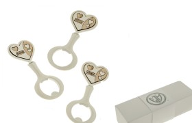 Apribottiglie metallo con inserti legno.ASS.3 CM11