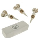 Tappo bottiglia metallo con inserti legno,scatola compresa.ASS.3 CM11