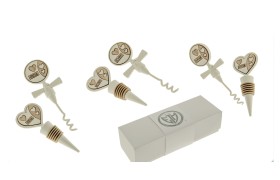 Set vino metallo con inserti legno ,scatola compresa.ASS.3 CM.12,5