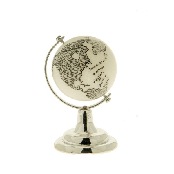 Globo in pietra con base metallo.H6CM
