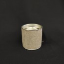 Scatola di cartone rivestita con fondo e coperchio metallo.DIAM.5X H5CM