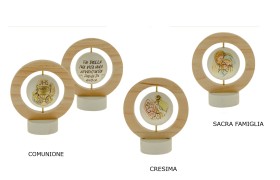 Icona globo girevole in resina e legno.MIS.H12CM