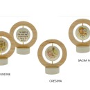 Icona globo girevole in resina e legno.MIS.H12CM