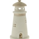 Faro in porcellana e inserti legno con led.H27CM