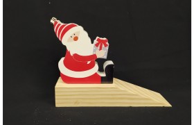 Fermaporta in legno con Babbo Natale.Mis.17x5 H12CM