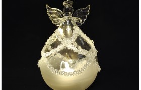 Angelo in vetro con led.H12CM