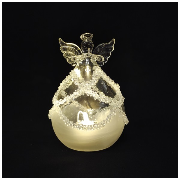 Angelo in vetro con led.H12CM