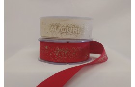 Nastro tessuto con scritta "AUGURI" MM.25 MT:10
