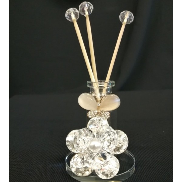 Boccetta profumatore cristallo con applicazione farfalla.H11 (compresi stecchi) con scatola.