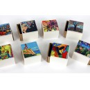 Scatola bicolore con applicazione ceramica stile naif.MIS6x6 H4,5CM