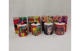 Bottiglia profumatore in ceramica stile naif.MIS10,2x10,2 H14CM scatola compresa