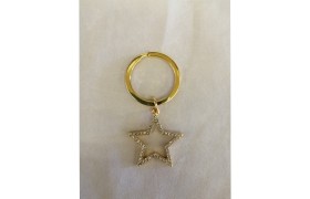 Portachiavi stella in metallo colore oro con strass.CM 3x3