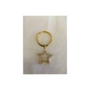 Portachiavi stella in metallo colore oro con strass.CM 3x3