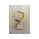 Portachiavi luna in metallo colore oro con strass.CM 2x2