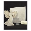 Angelo resina con dedica. Completo di scatola, certificato e scatola pvc. CM 14x11.5 MADE IN ITALY