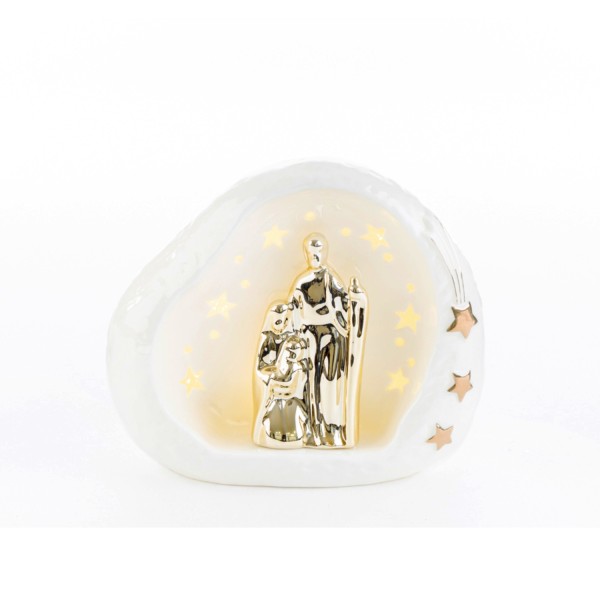 Natività in porcellana lucida con luce led.MIS.4,5x9 H12CM