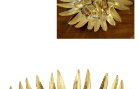Piatto foglia palma oro. Diam. 39