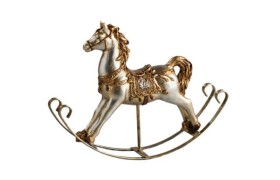 Cavallo resina a dondolo con dettagli bronzo assort.2. CM 18