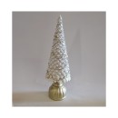 Albero bianco in resina con base e dettagli oro. CM 33