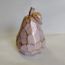 Pera in legno sfaccettato decoro oro .MIS.9x12cm