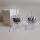 Profumatore vetro con placca a cuore,compreso di bastoncini e scatola.MIS.8x8cm