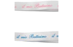 Nastro tessuto con stampa "Il mio battesimo" rosa o azzurro. MM 15 MT 25
