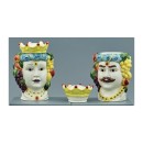 Anfora con coperchio testa stile siciliano. CM 15x12 H 20
